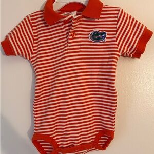GATOR ONESIE 🐊 Striped orange  and White Kids One Piece